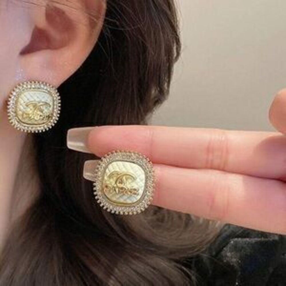 Gold Plated Stainless Steel Square Stud Earrings
